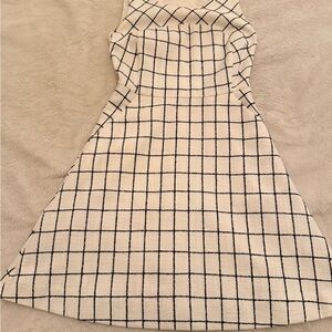 J. Crew Cream and Black Grid Knit Dress